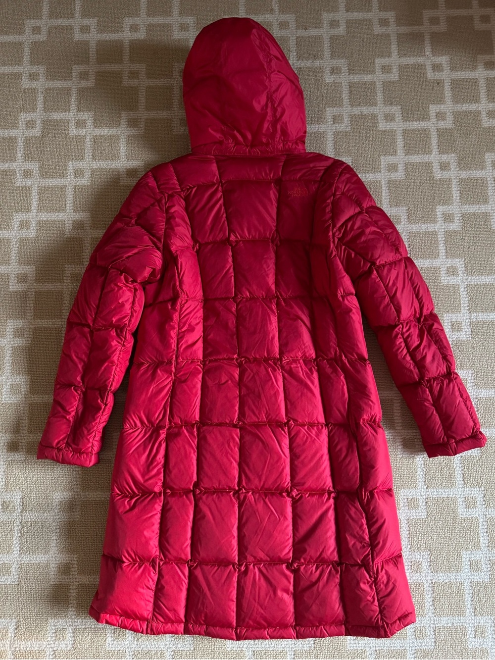 The North Face 550 Goose Down Hooded Long Puffer Winter Parka Red Size Large - Picture 7 of 14